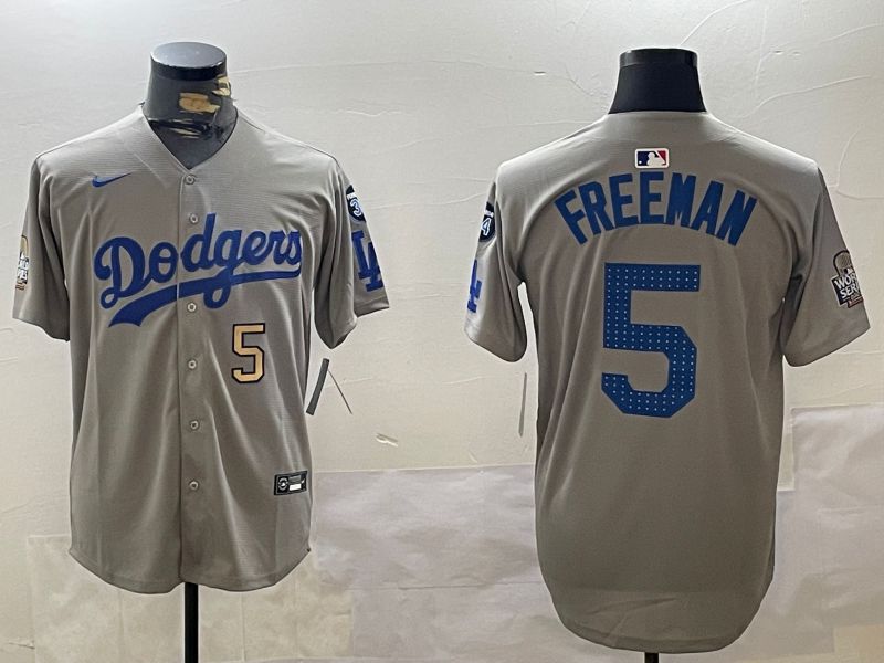 Men Los Angeles Dodgers #5 Freeman Grey Game 2024 Nike MLB Jersey style 112010->los angeles dodgers->MLB Jersey